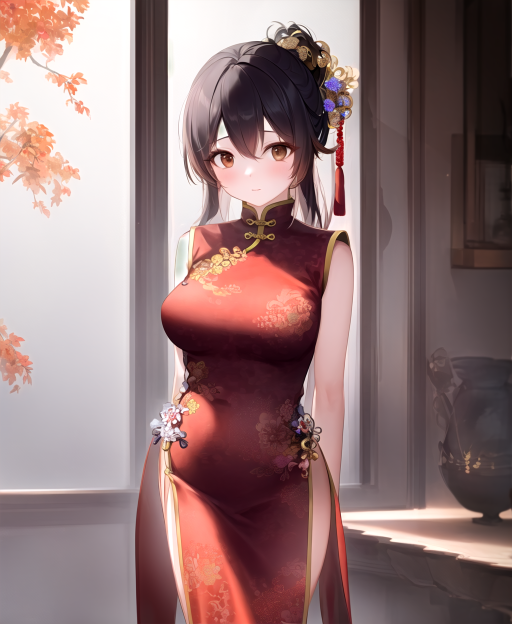 00034-1884795688-beautiful chinese woman, detailed, masterpiece, 1girl, long dark hair, traditional chinese dress, hands behind back, brown eyes.png